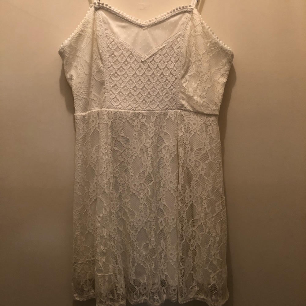 white lace strappy dress